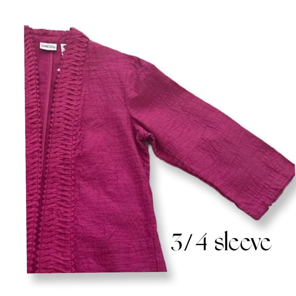 Chico’s Origami Sanja Blazer NWT Magenta 3/4 Sleeve 1 Medium Office Layering NWT - Picture 5 of 11